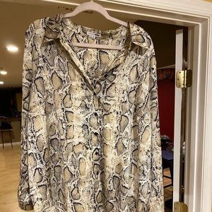 Snake print button down